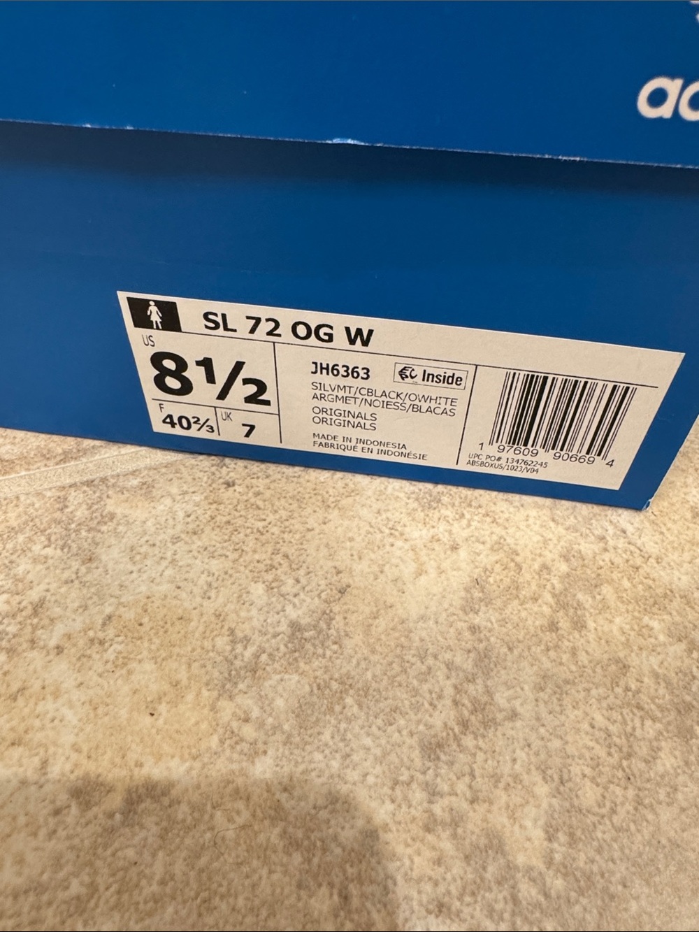 adidas Silver and Black SL72 OG Classic Sneakers - Picture 4 of 4